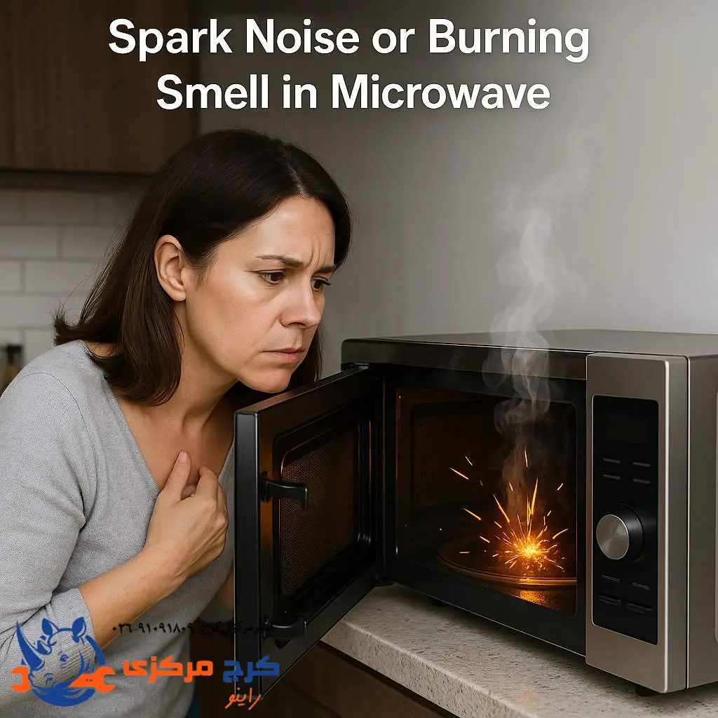 صدای جرقه یا بوی سوختگی داخل مایکروفر