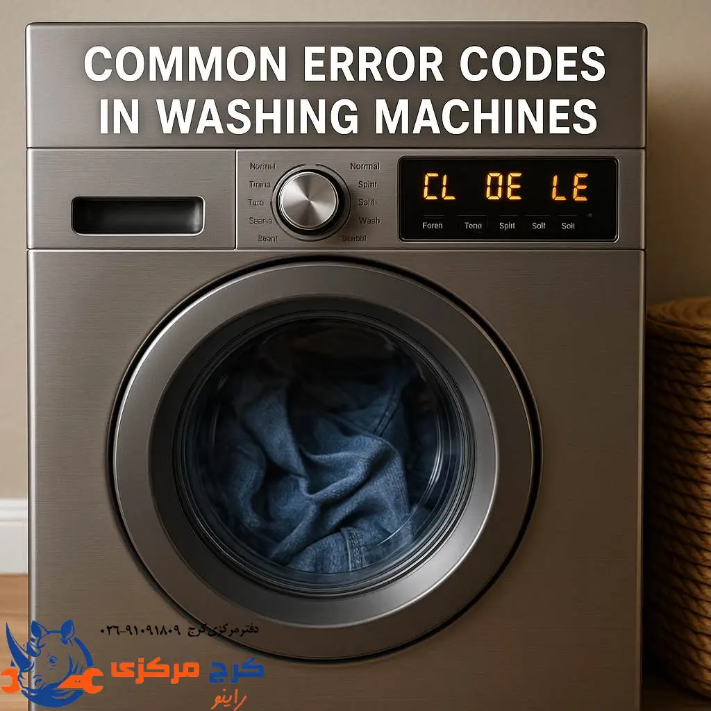 راهنمای کامل معنی ارورهای CL، OE، LE و سایر کدهای خطا در ماشین لباسشویی و نحوه رفع آن‌ها.