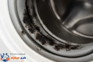 لاستیک کپک‌زده ماشین لباسشویی با کپک و لکه‌های سیاه